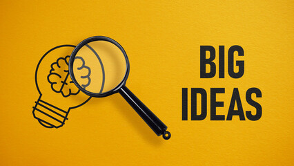 Poster - Big ideas are shown using the text and photo of magnifying glass and picture of lamp with brain