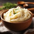 Bowl of mashed potatoes with chives