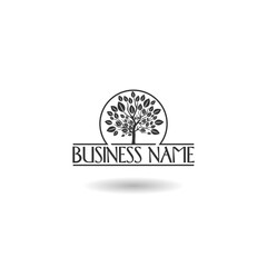 Wall Mural -  Tree business name logo icon with shadow