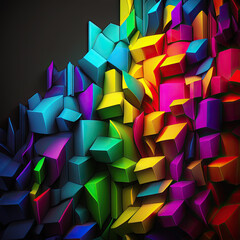 Poster - absrtract multicolored rainbow rgb colors background. colorful shapes with corners and sides on a bl