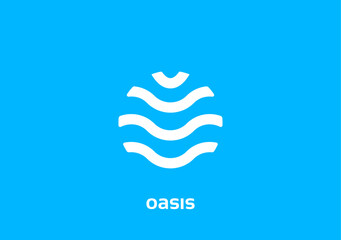 Monogram letter O, oasis logo with a wave symbol