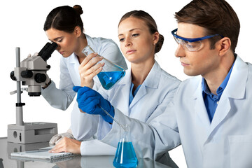 Wall Mural - group of the scientists working at the laboratory