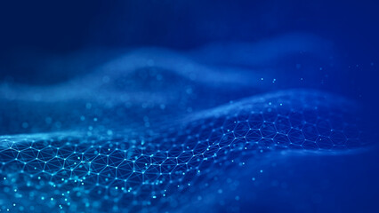Poster - cybernetic network connection flow. big data visualization. 3d rendering.