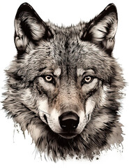 Wall Mural - Wolf Face Illustration, Sketch, Majestic, Graphical Resource, Logo, T Shirt, Graphic Design. Generative AI