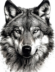  Wolf Face Illustration, Sketch, Majestic, Graphical Resource, Logo, T Shirt, Graphic Design. Generative AI