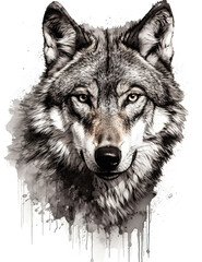 Wall Mural - Wolf Face Illustration, Sketch, Majestic, Graphical Resource, Logo, T Shirt, Graphic Design. Generative AI