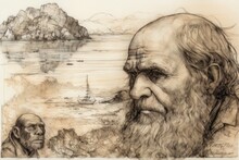 Charles Darwin. Concept Of Science And Evolution. Generative AI