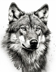  Wolf Face Illustration, Sketch, Majestic, Graphical Resource, Logo, T Shirt, Graphic Design. Generative AI