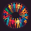 image of a circle of people intertwined, hands joined; symbolizes cooperation and unity, with vibrant colors and a united composition. Generative AI