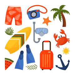 summer icons set