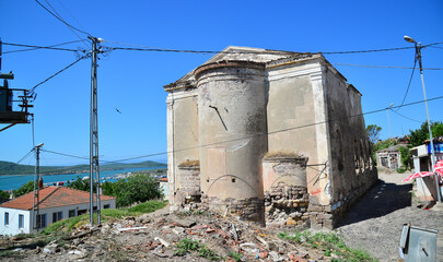 Wall Mural - Ancient churches located in Ayvalik, Turkey.