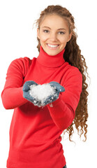 Wall Mural - Portrait of beautiful young woman with make-up in winter clothes