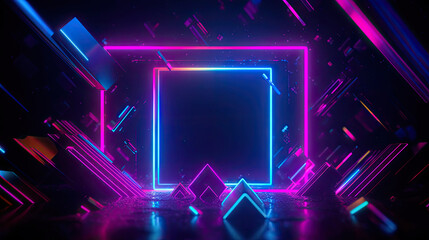 abstract futuristic neon background. Fantastic wallpaper. Generative AI