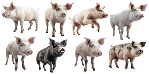 Wall Mural - Pig set over png background created with Ai