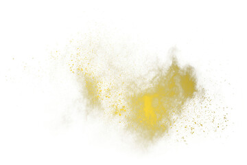 Wall Mural - freeze motion of yellow dust explosion isolated