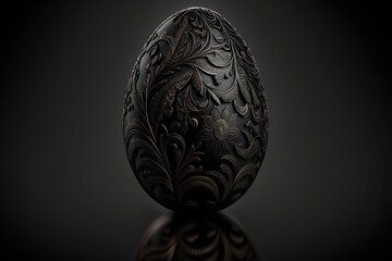  Black egg on floral pattern