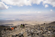 © Denis - Loaded horses carry cargo up the slope of Mount Ararat against the backdrop of a mountain landscape, on a sunny day in the mountains