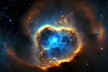 Wall Mural - glowing nebula with stars. fantasy galaxy generative ai background