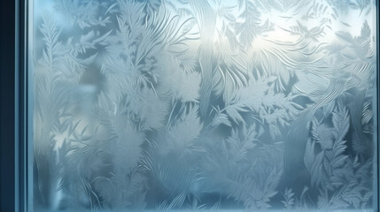 Naklejka na meble Beautiful frosted glass texture, glass winwow in winter, generative ai