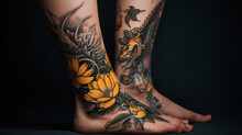 Tattoo On A Woman Leg, Generative Ai