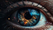 © TheGoldTiger - Eye look like nebula, space in eye, closeup, generative ai