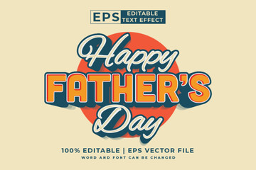 Poster - Editable text effect Happy Fathers Day 3d Cartoon template style premium vector