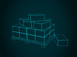 Poster - Cargo on pallet illustration