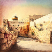 The Western Wall In Jerusalem: A Timeless Image In Pastel Colors