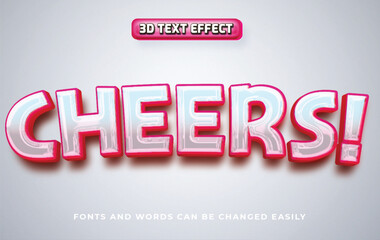 Wall Mural - Cheers red 3d editable text effect style