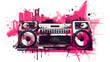 Retro Vibes Unleashed: Boombox Vector, Spontaneous Mark Making, Rough Style, Nostalgic Tribute to the 80s and 90s Music Scene, Urban Expression