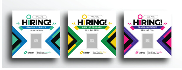 Wall Mural - Square banner social media post template design for company employee hiring
