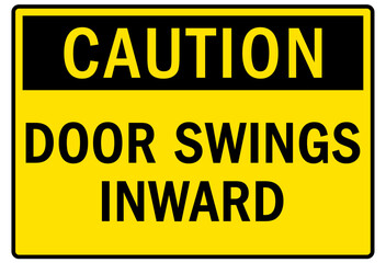 Wall Mural - Door safety sign and labels door swings inward