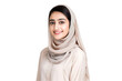 the Middle East of Asian woman Smiles and Looks at Camera on White Background.generative AI