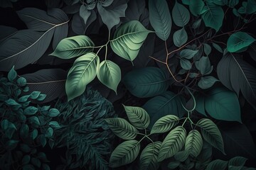 Wall Mural - Nature scene with deep green foliage as a backdrop Generative AI
