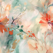 Seamless Pattern of  Abstract Flowers. AI generated Illustration.
