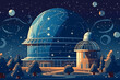 A planetarium with a starry sky and telescopes. generative AI