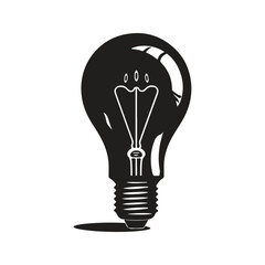 light bulb, vintage logo concept black and white color, hand drawn illustration