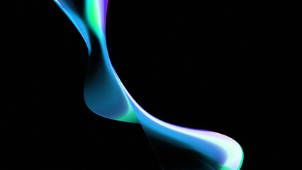 Wall Mural - Abstract fluid holographic iridescent neon curved wave in motion dark background 3d render. Gradient design element for banners, backgrounds, wallpapers and covers