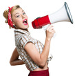 © BillionPhotos.com - Portrait of woman holding megaphone, dressed in pin-up style