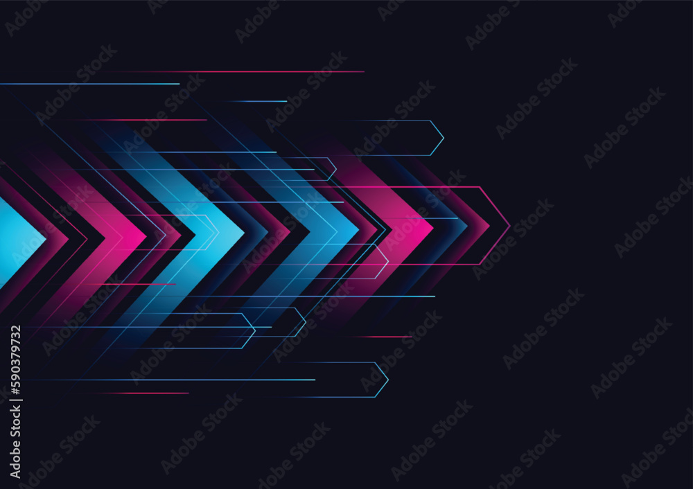 Abstract modern hight speed light arrow line technology effect on black ...