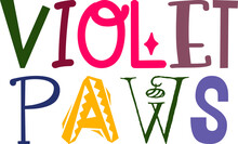 Violet Paws Calligraphy Illustration For Label, Postcard , Bookmark , Sticker 