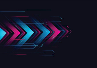 Abstract modern hight speed light arrow line technology effect on black background vector illustration.
