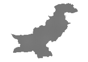 Wall Mural - An abstract representation of Pakistan,Pakistan map made using a mosaic of black dots. Illlustration suitable for digital editing and large size prints. 