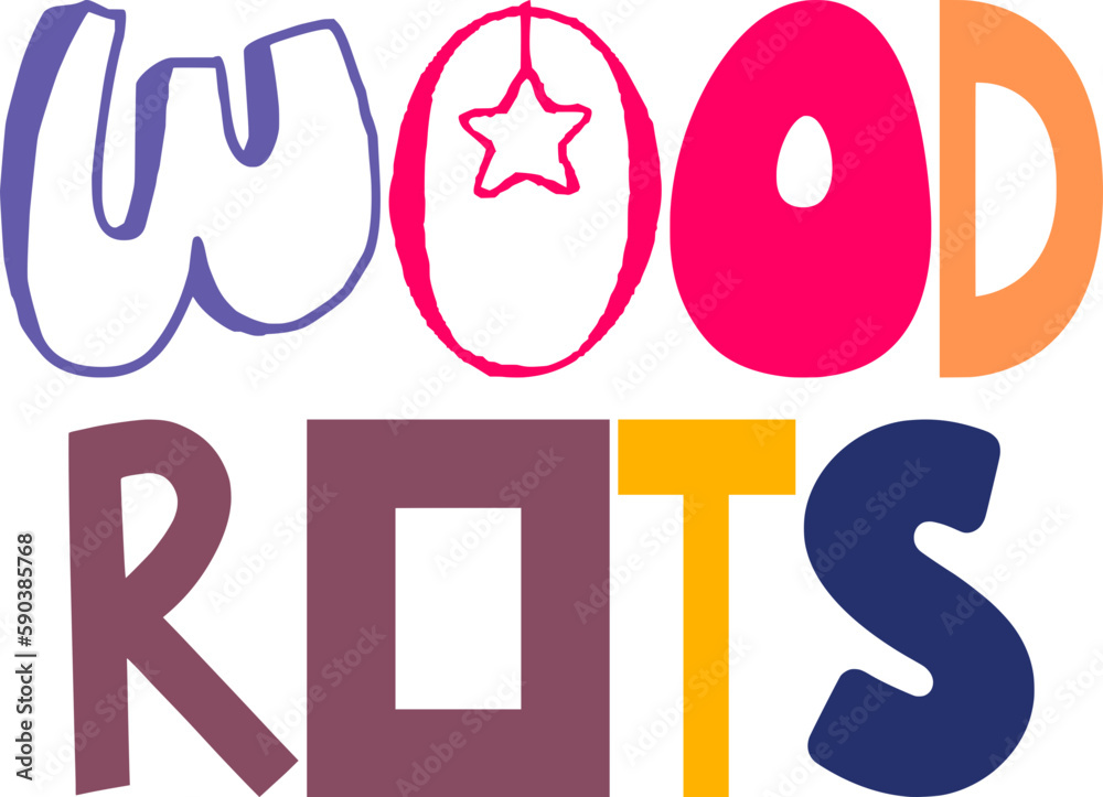 Wood Rots Calligraphy Illustration for Bookmark , Sticker , Infographic ...