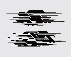 Science Fiction futuristic sci-fi streetwear element poster clip art hi tech template cyberpunk interface strips editable