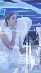 Poster - animation of data processing over woman in self drive car