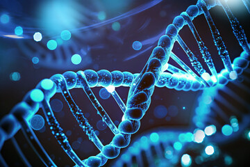 Poster - Biotechnology DNA structure of Human cell biology DNA strands molecular structure ,Science background ,3D illustration