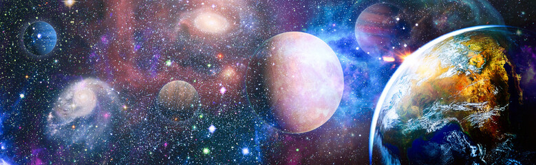Wall Mural - earth from space. earth globe with stars and nebula background. earth, galaxy and sun from space. bl