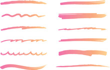 ペンで描いたピンク色のアンダーラインブラシセット