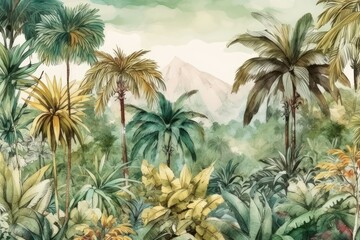 tropical plants and palm trees, for texture background photo wallpaper or banner. wallpaper pattern 